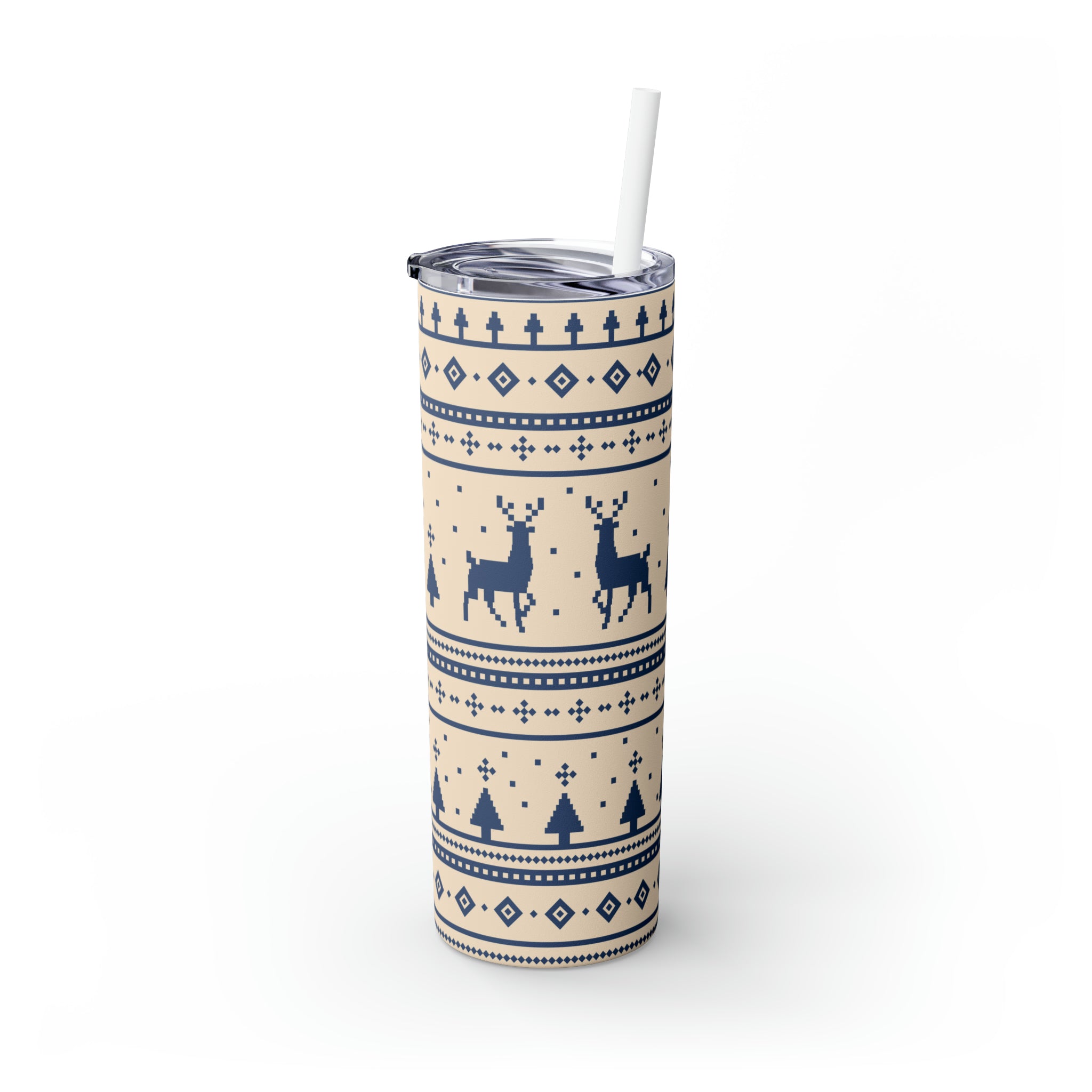 Reindeer Sweater Skinny Steel Tumbler with Straw, 20oz Reindeer Sweater Skinny Steel Tumbler with Straw, 20oz