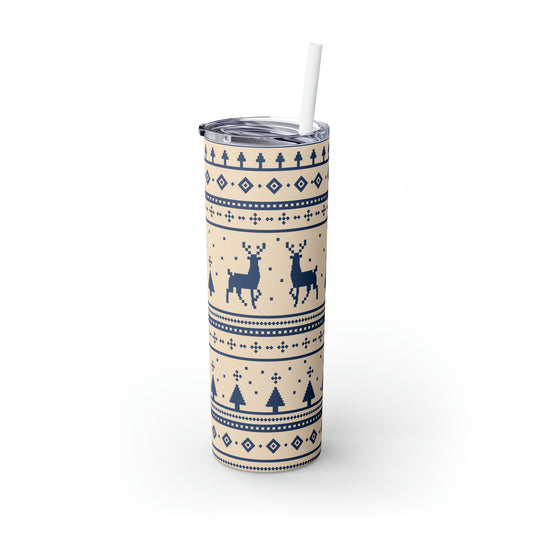 Reindeer Sweater Skinny Steel Tumbler with Straw, 20oz
