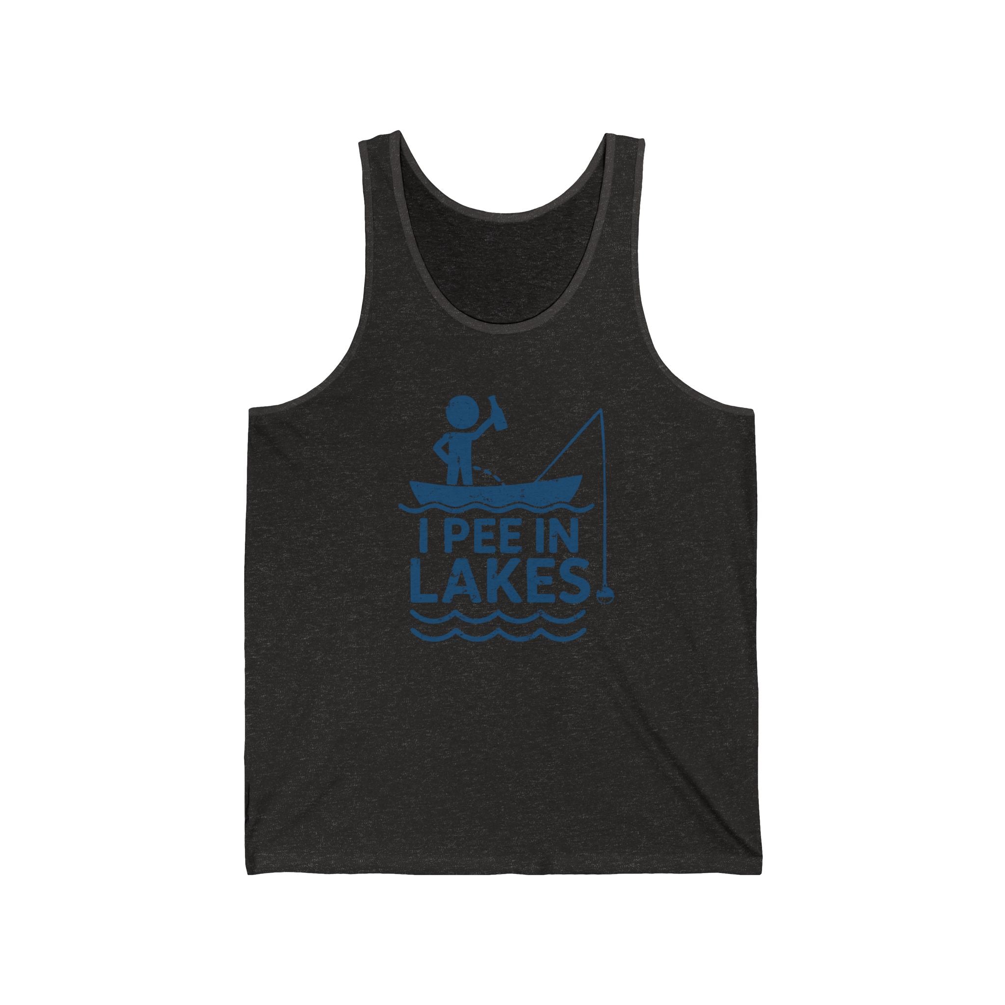 Basic Tank Top - Unisex - I Pee In Lakes Stick Guy on Boat Basic Tank Top - Unisex - I Pee In Lakes Stick Guy on Boat