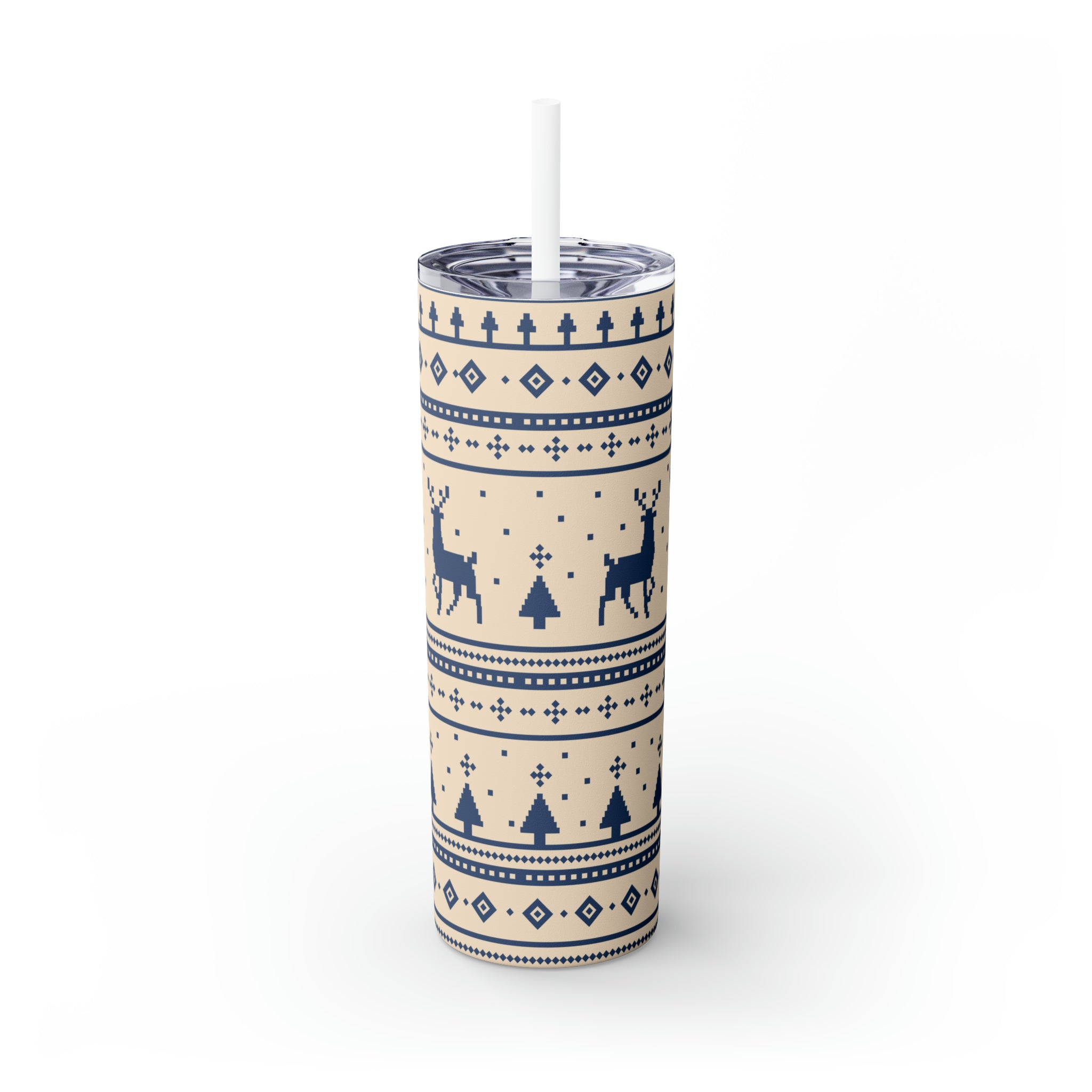 Reindeer Sweater Skinny Steel Tumbler with Straw, 20oz Reindeer Sweater Skinny Steel Tumbler with Straw, 20oz