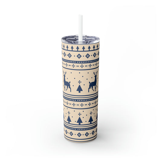 Reindeer Sweater Skinny Steel Tumbler with Straw, 20oz