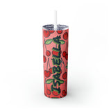 Cherries Personalized Skinny Steel Tumbler with Straw, 20oz Cherries Personalized Skinny Steel Tumbler with Straw, 20oz