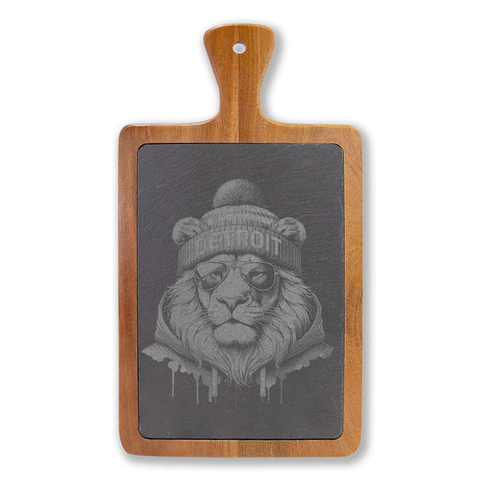 Lion Winter Engraved Slate Charcuterie Board with Handle