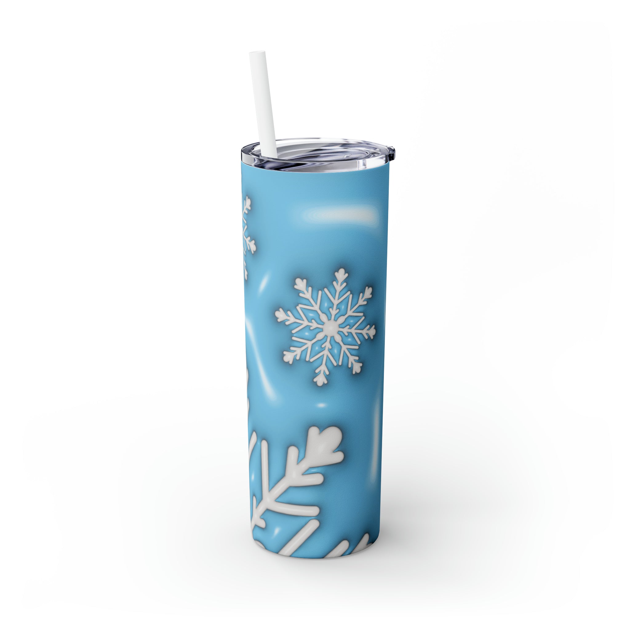 Snowflakes 1 Skinny Steel Tumbler with Straw, 20oz Snowflakes 1 Skinny Steel Tumbler with Straw, 20oz