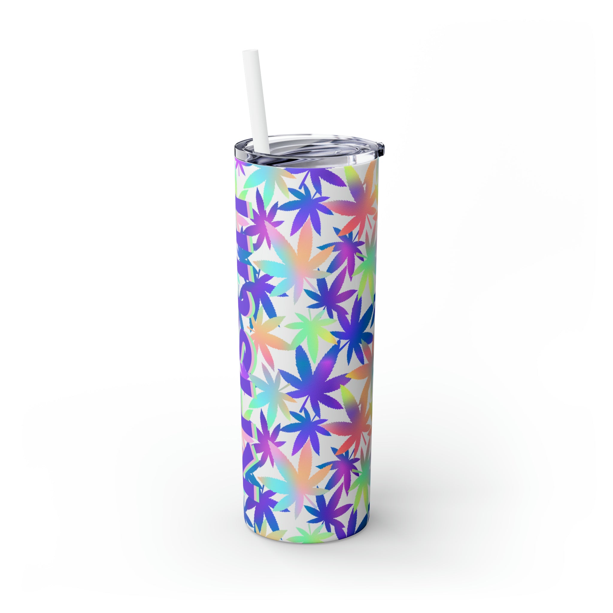 Cannabis Personalized Skinny Steel Tumbler with Straw, 20oz Cannabis Personalized Skinny Steel Tumbler with Straw, 20oz