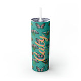 Butterflies Personalized Skinny Steel Tumbler with Straw, 20oz Butterflies Personalized Skinny Steel Tumbler with Straw, 20oz