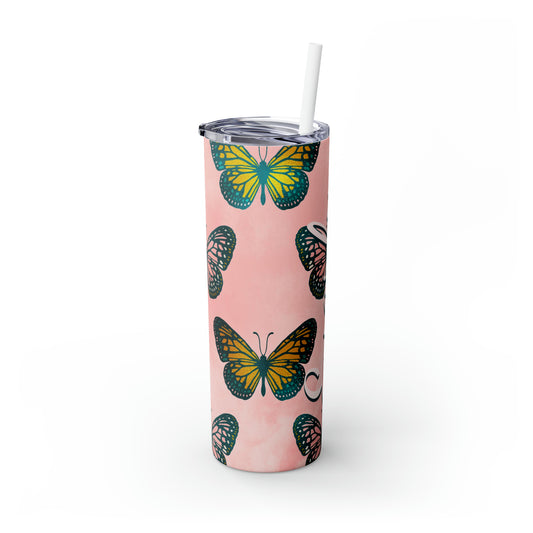 Butterflies Personalized Skinny Steel Tumbler with Straw, 20oz
