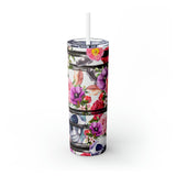 Skulls Floral Skinny Steel Tumbler with Straw, 20oz Skulls Floral Skinny Steel Tumbler with Straw, 20oz