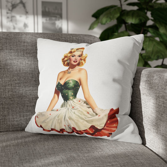 Pin Up Girl Christmas 1 Square Pillow Case