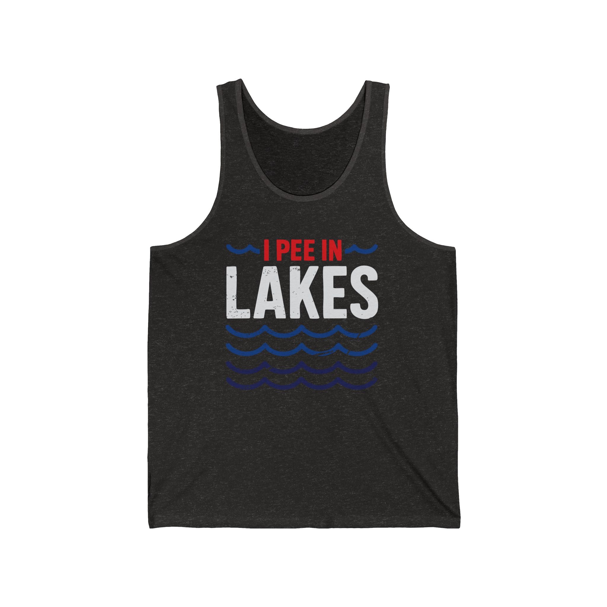 Basic Tank Top - Unisex - I Pee In Lakes Red White & Blue Basic Tank Top - Unisex - I Pee In Lakes Red White & Blue