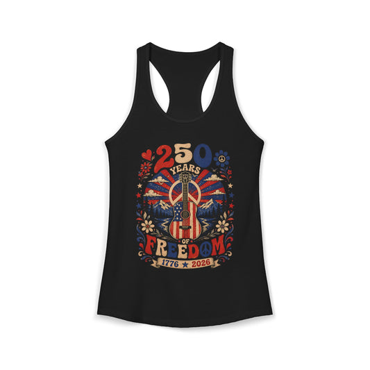 Peace Guitar Freedom 250th Anniversary Retro Americana Basic Racerback Tank Top - Women's