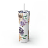 Skulls Floral Skinny Steel Tumbler with Straw, 20oz Skulls Floral Skinny Steel Tumbler with Straw, 20oz