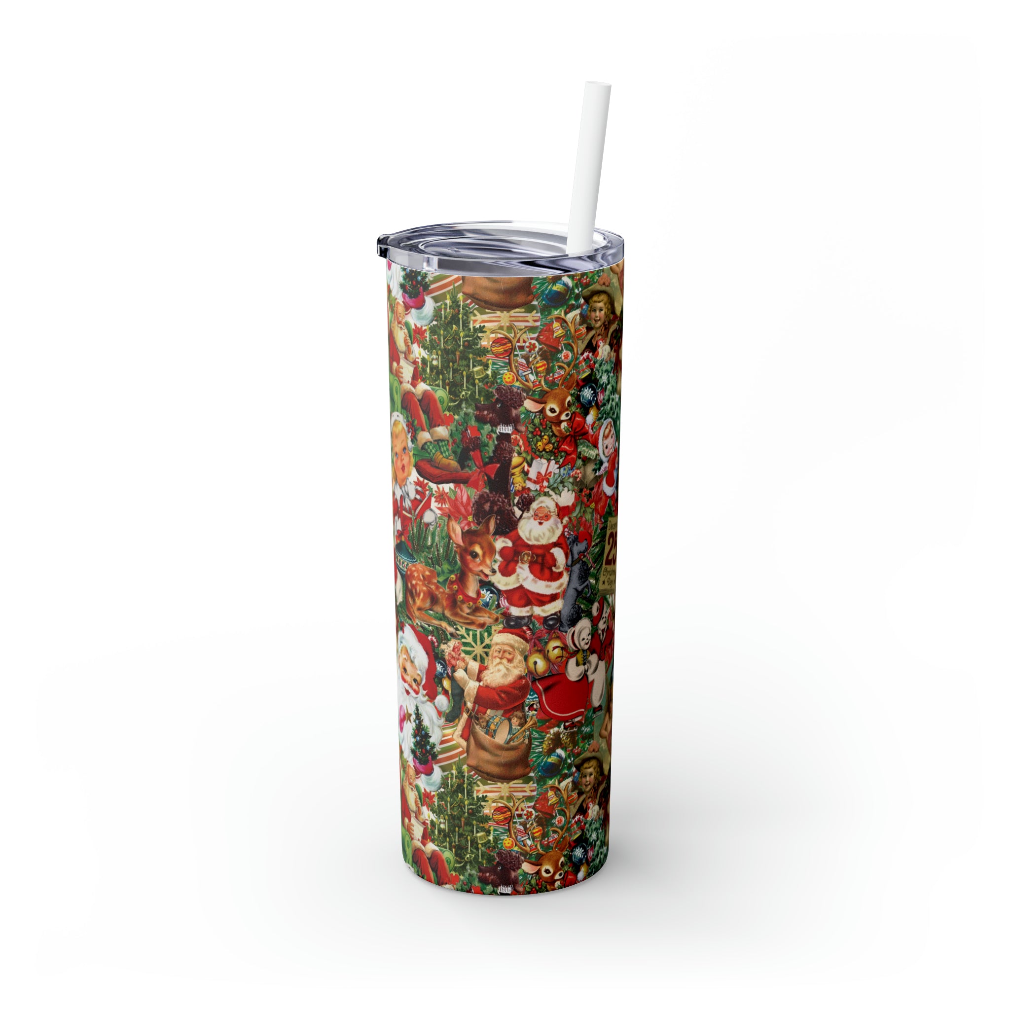 Vintage Christmas Ugly Skinny Steel Tumbler with Straw, 20oz Vintage Christmas Ugly Skinny Steel Tumbler with Straw, 20oz