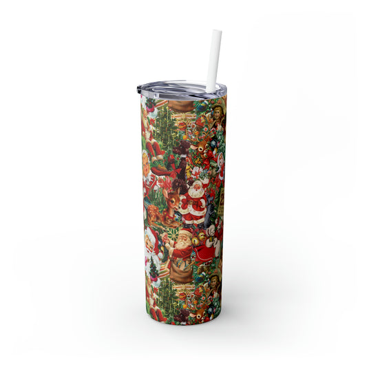 Vintage Christmas Ugly Skinny Steel Tumbler with Straw, 20oz
