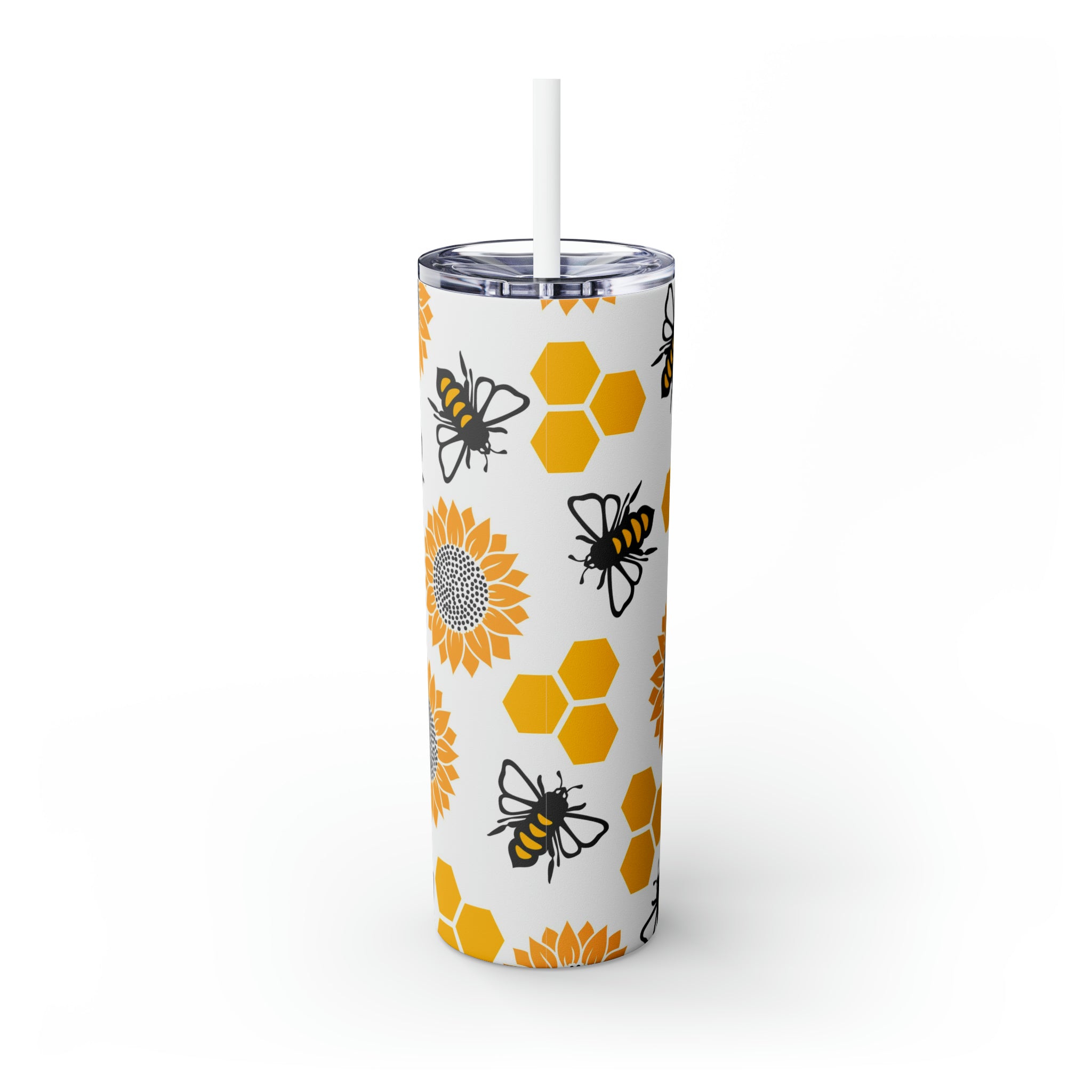 Bees Personalized Skinny Steel Tumbler with Straw, 20oz Bees Personalized Skinny Steel Tumbler with Straw, 20oz