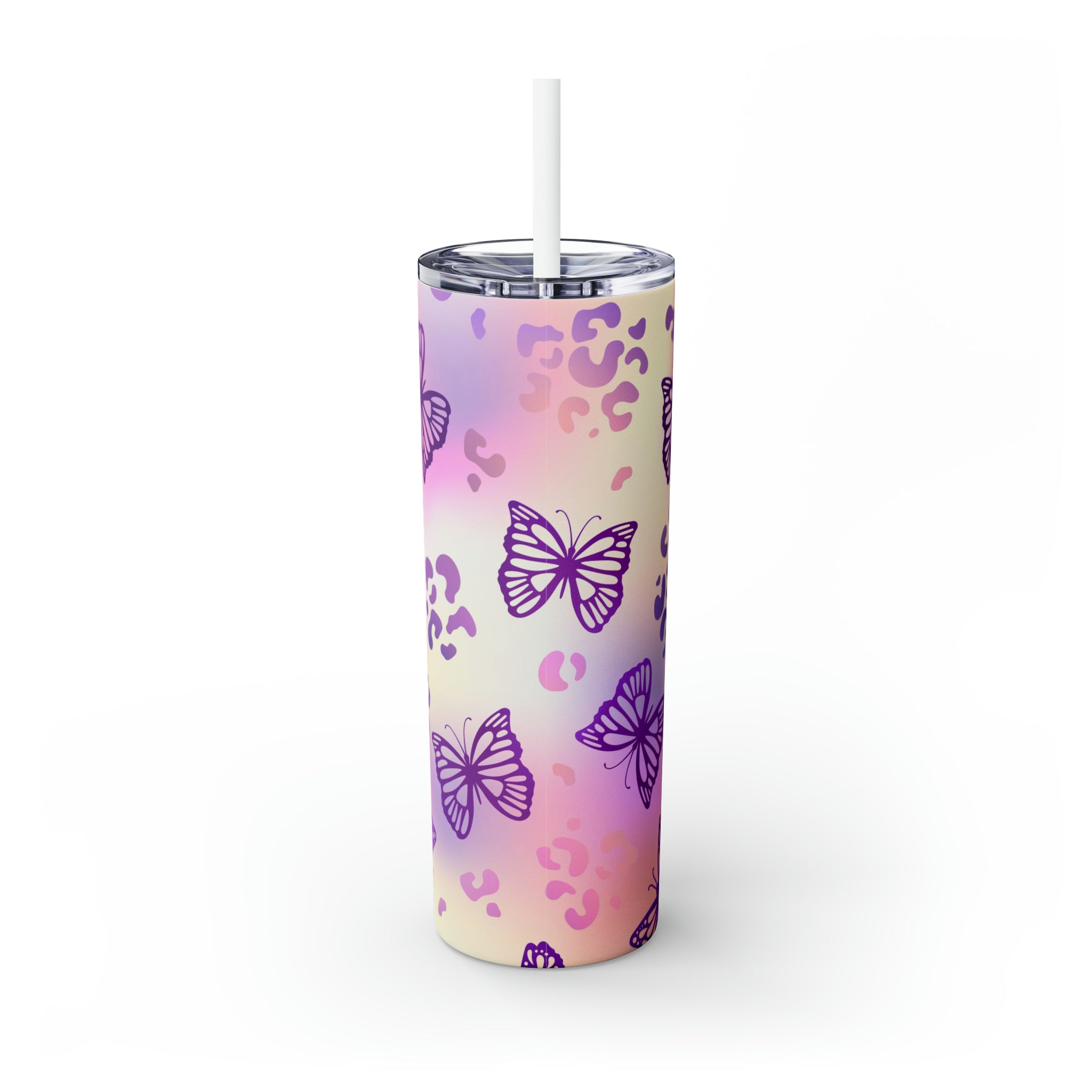Butterflies Personalized Skinny Steel Tumbler with Straw, 20oz Butterflies Personalized Skinny Steel Tumbler with Straw, 20oz