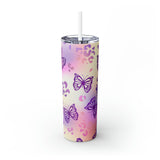 Butterflies Personalized Skinny Steel Tumbler with Straw, 20oz Butterflies Personalized Skinny Steel Tumbler with Straw, 20oz