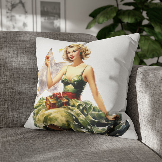Pin Up Girl Christmas 2 Square Pillow Case