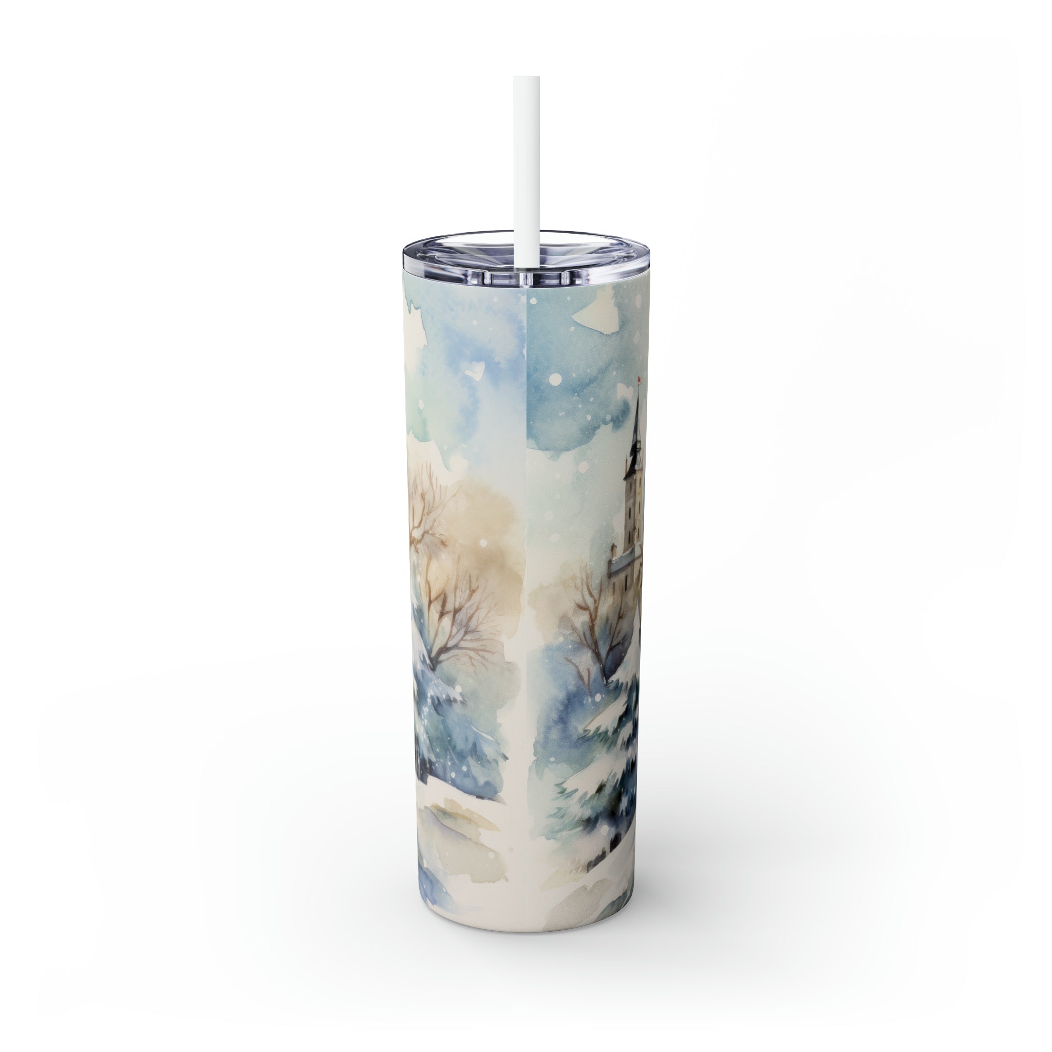 Snowman Winter Skinny Steel Tumbler with Straw, 20oz Snowman Winter Skinny Steel Tumbler with Straw, 20oz