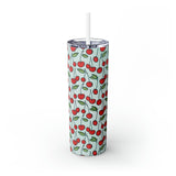 Cherries Personalized Skinny Steel Tumbler with Straw, 20oz Cherries Personalized Skinny Steel Tumbler with Straw, 20oz