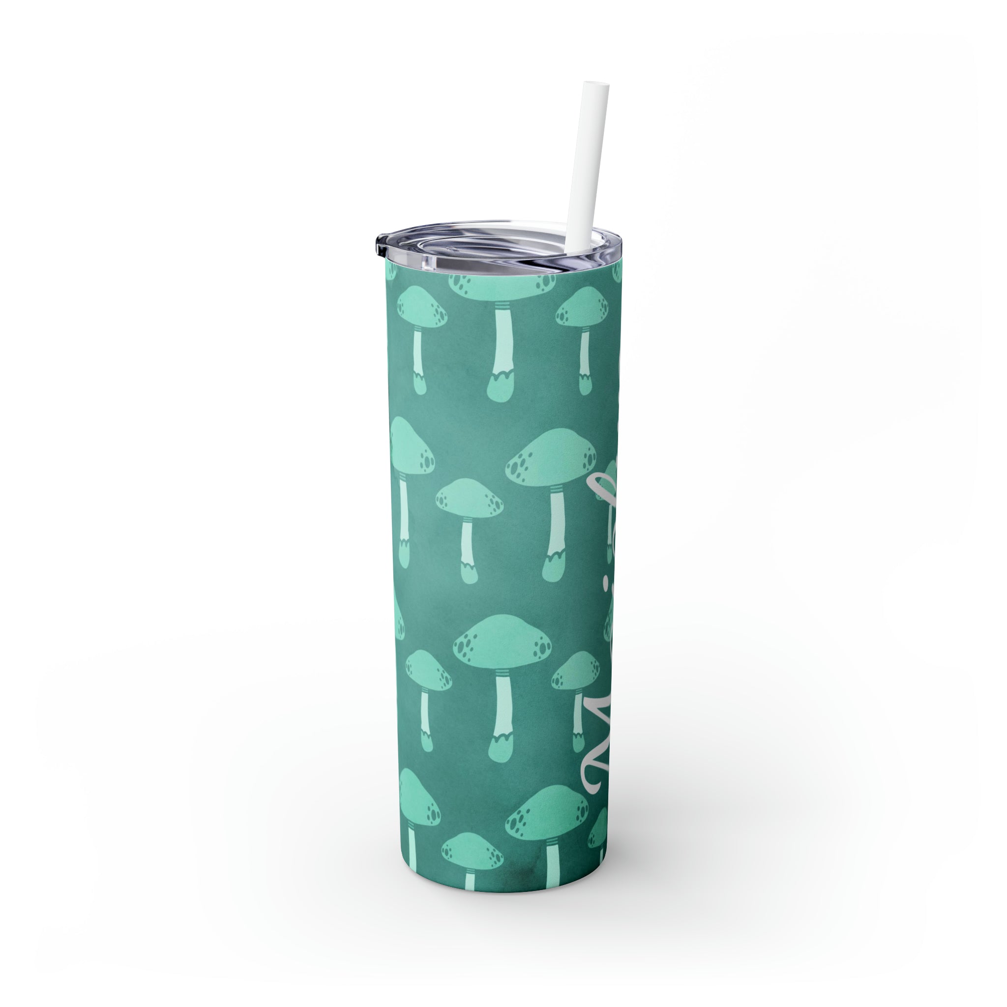 Mushrooms Personalized Skinny Steel Tumbler with Straw, 20oz Mushrooms Personalized Skinny Steel Tumbler with Straw, 20oz
