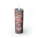 Floral Personalized Skinny Steel Tumbler with Straw, 20oz Floral Personalized Skinny Steel Tumbler with Straw, 20oz
