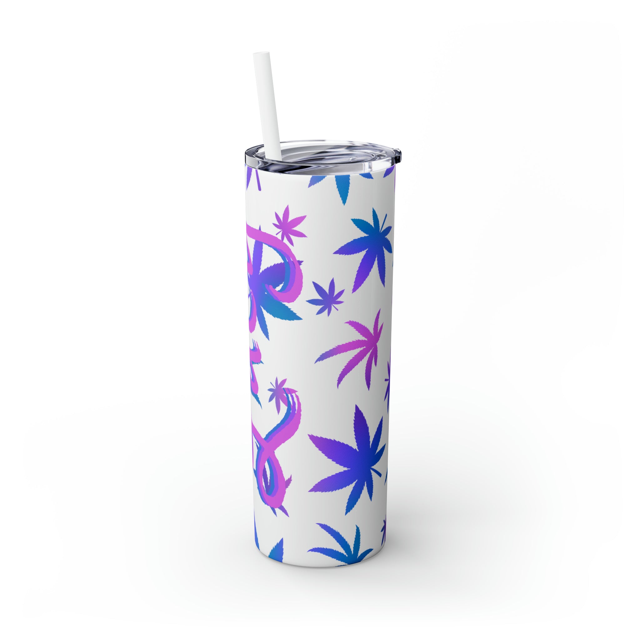Cannabis Personalized Skinny Steel Tumbler with Straw, 20oz Cannabis Personalized Skinny Steel Tumbler with Straw, 20oz