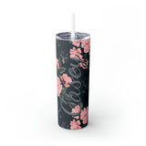 Floral Personalized Skinny Steel Tumbler with Straw, 20oz Floral Personalized Skinny Steel Tumbler with Straw, 20oz
