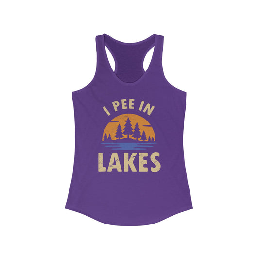 Basic Racerback Tank Top - Women's - I Pee In Lakes Retro Sun