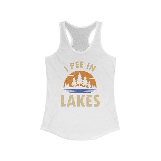 Basic Racerback Tank Top - Women's - I Pee In Lakes Retro Sun