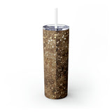 Gold Glitter Personalized Skinny Steel Tumbler with Straw, 20oz Gold Glitter Personalized Skinny Steel Tumbler with Straw, 20oz