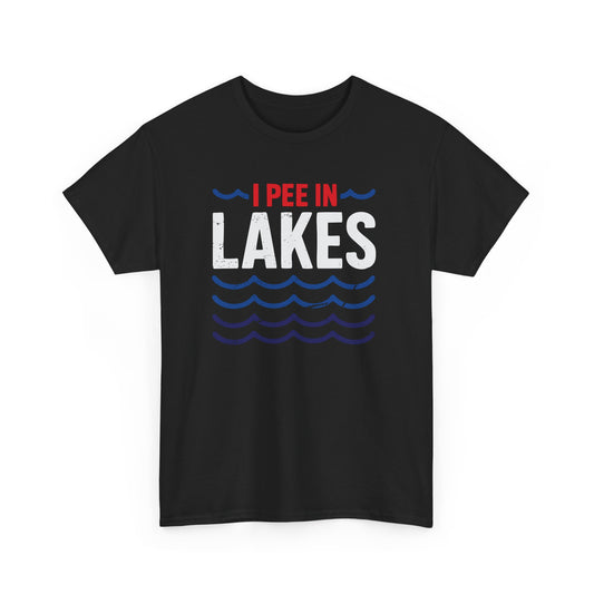 Basic T-Shirt - Unisex - I Pee In Lakes Red White & Blue