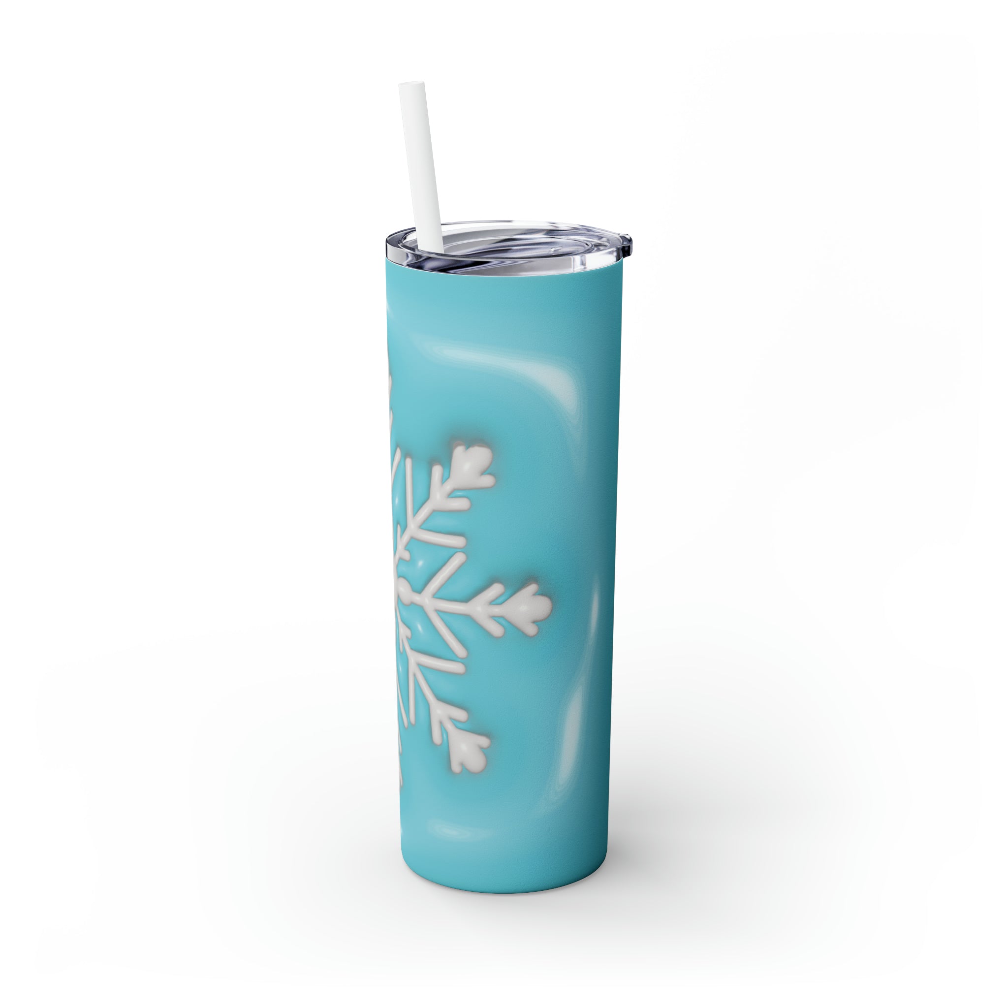 Snowflakes 3 Skinny Steel Tumbler with Straw, 20oz Snowflakes 3 Skinny Steel Tumbler with Straw, 20oz