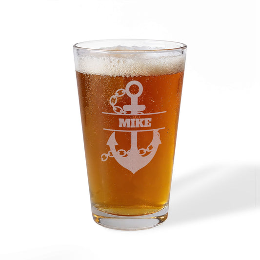 Anchor Chain Name Personalized Engraved 16oz Pint Mixing Glass