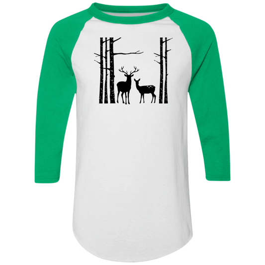 Birch Trees And Deers 4420 Colorblock Raglan Jersey