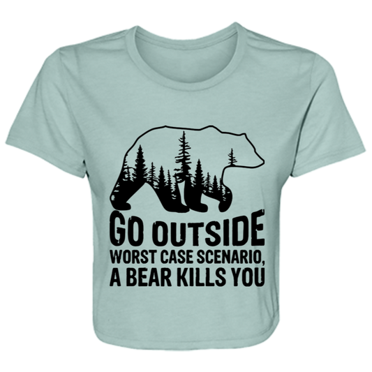 Go Outside B8882 Ladies' Flowy Cropped Tee