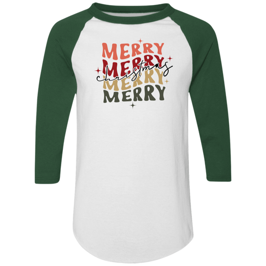 Merry Christmas Retro Wave 4420 Colorblock Raglan Jersey