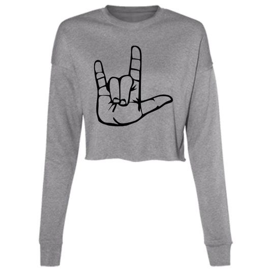 I Love You ASL B7503 Ladies' Cropped Fleece Crew