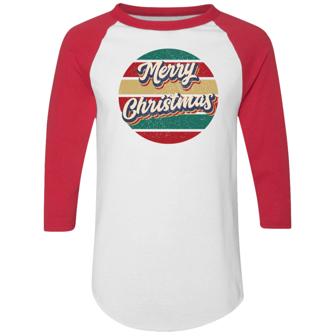 Merry Christmas Retro Circle 4420 Colorblock Raglan Jersey Merry Christmas Retro Circle 4420 Colorblock Raglan Jersey