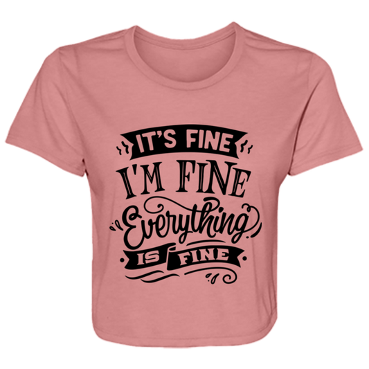 Its fine Im Fine B8882 Ladies' Flowy Cropped Tee