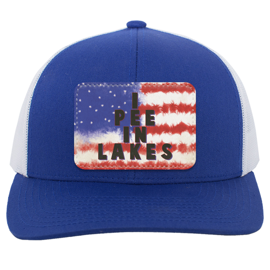 I Pee In Lakes Rectangle Patch Tie Dye Flag I Pee In Lakes 104C Trucker Snap Back - Patch