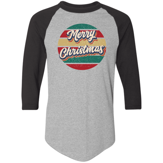 Merry Christmas Retro Circle 4420 Colorblock Raglan Jersey