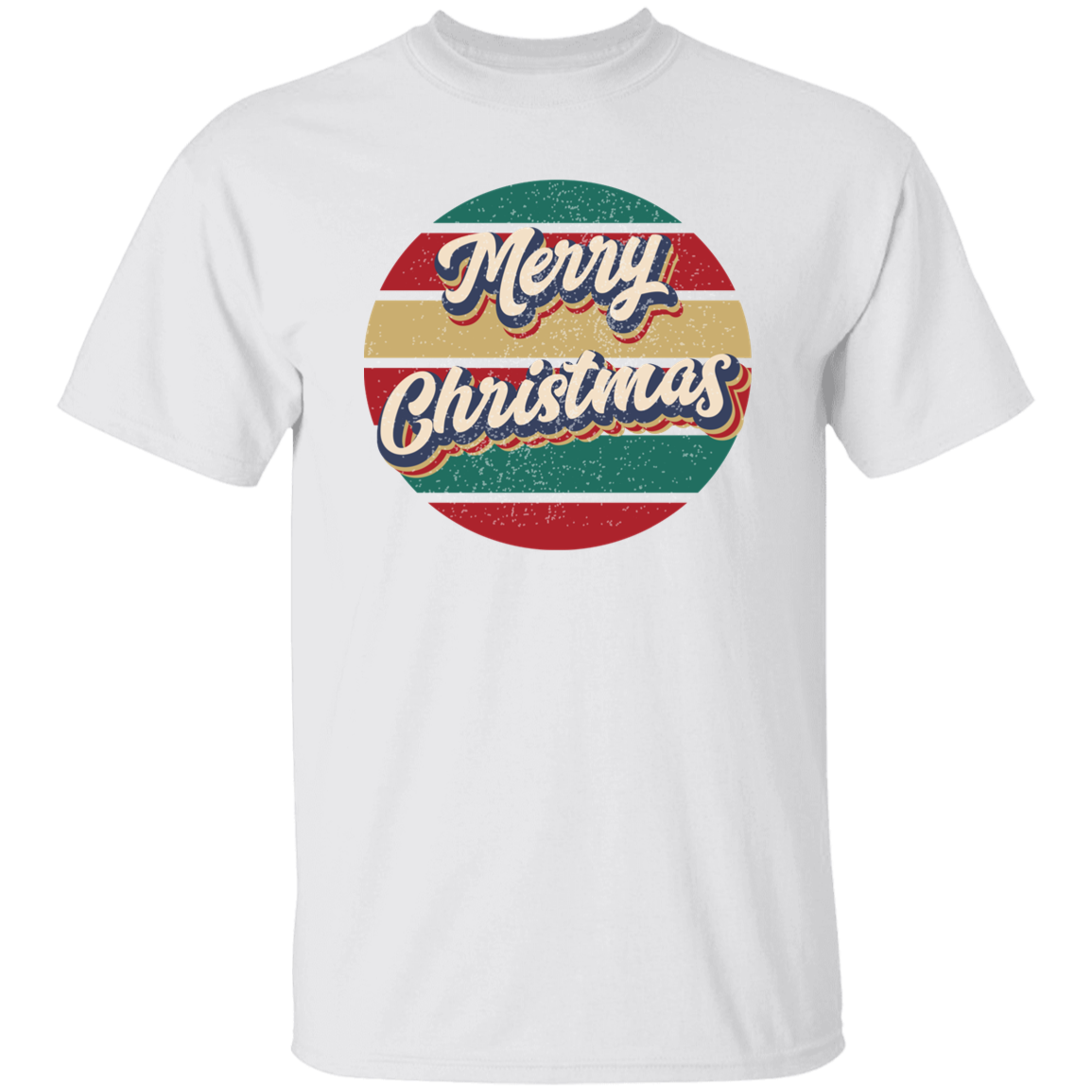 Merry Christmas Retro Circle G500 5.3 oz. T-Shirt Merry Christmas Retro Circle G500 5.3 oz. T-Shirt