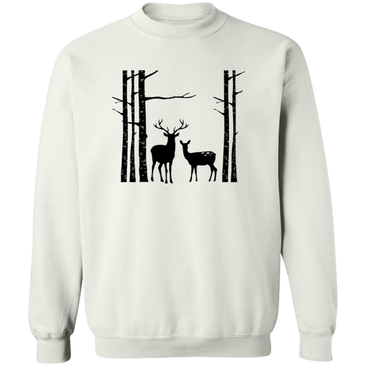 Birch Trees And Deers Crewneck Sweatshirt - Unisex