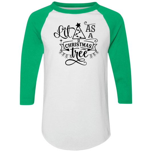 Lit As A Christmas Tree 4420 Colorblock Raglan Jersey