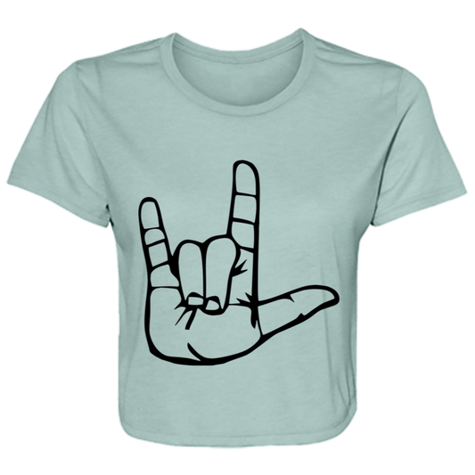 I Love You ASL B8882 Ladies' Flowy Cropped Tee
