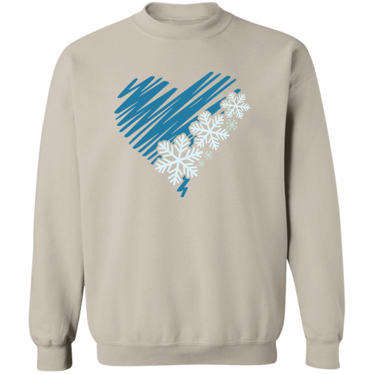 Heart & Snowflakes 2 G180 Crewneck Pullover Sweatshirt