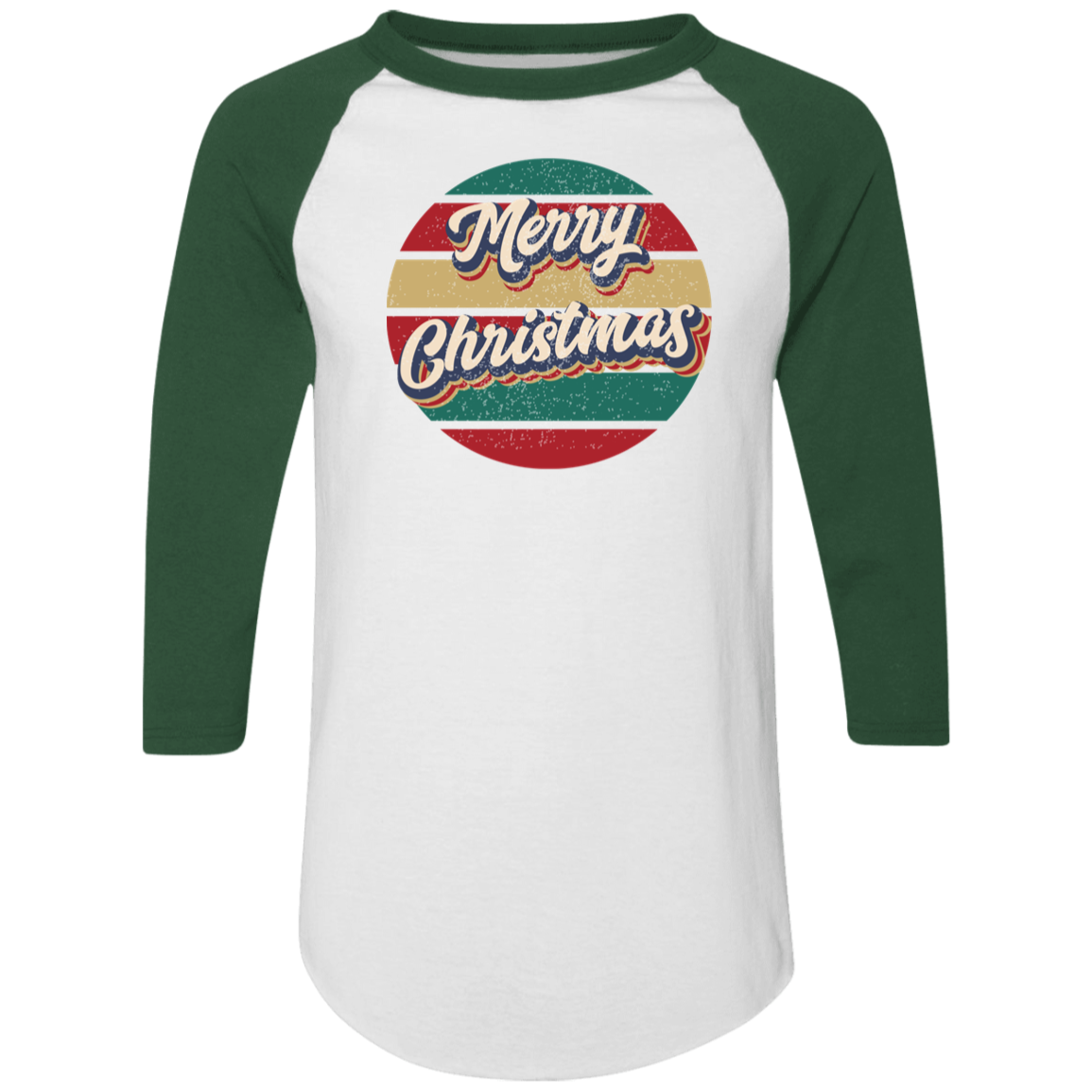 Merry Christmas Retro Circle 4420 Colorblock Raglan Jersey Merry Christmas Retro Circle 4420 Colorblock Raglan Jersey