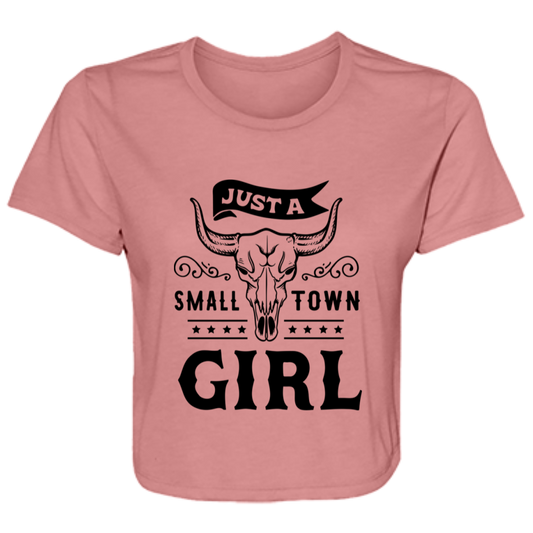 Just A Small Town Girl 1 B8882 Ladies' Flowy Cropped Tee