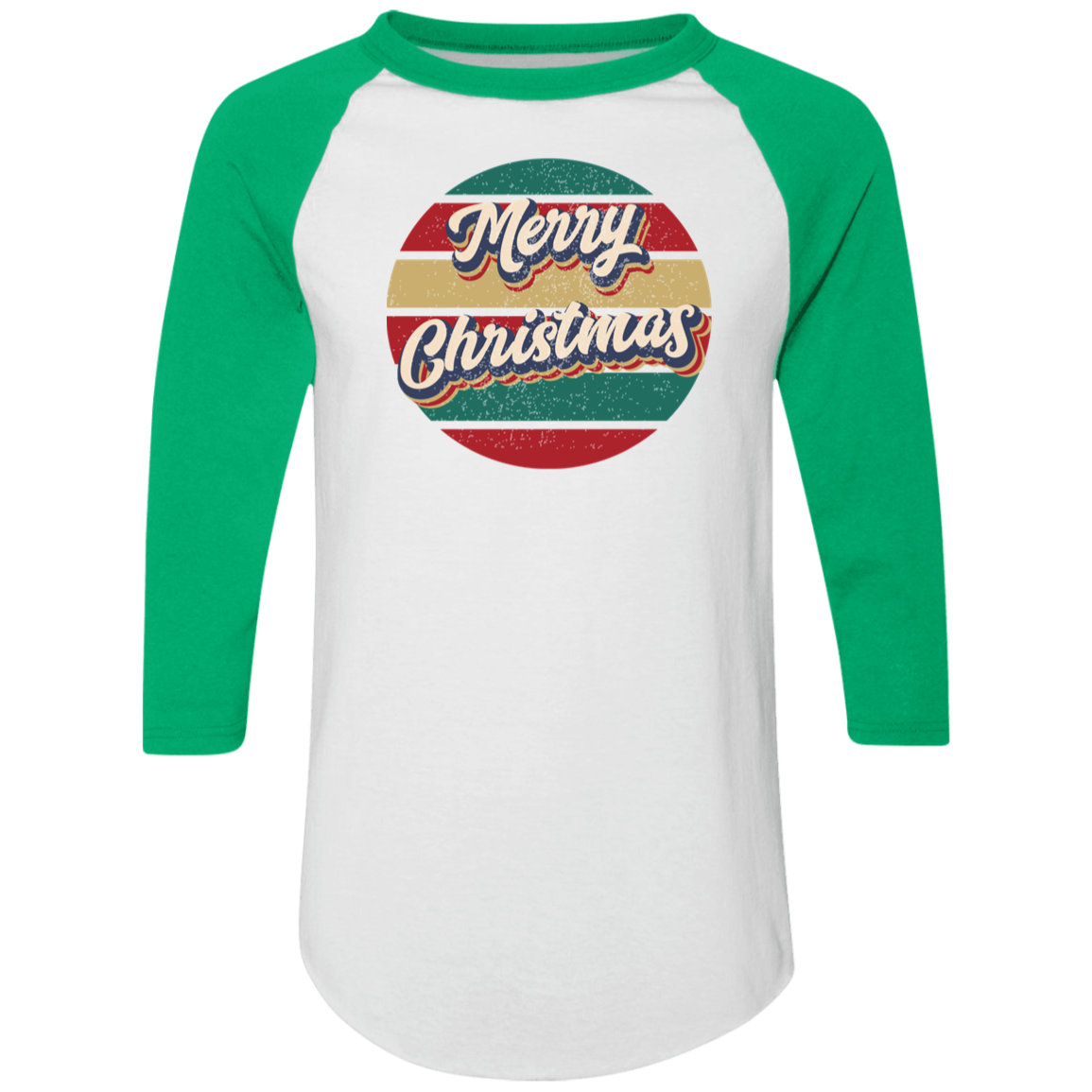 Merry Christmas Retro Circle 4420 Colorblock Raglan Jersey Merry Christmas Retro Circle 4420 Colorblock Raglan Jersey